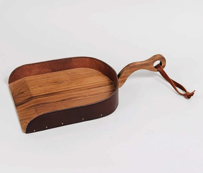 Wood & Leather Dustpan