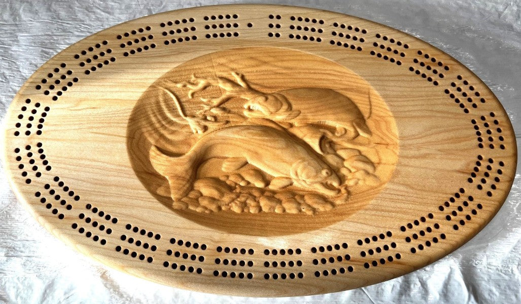 Carved 3D Cribbage Board