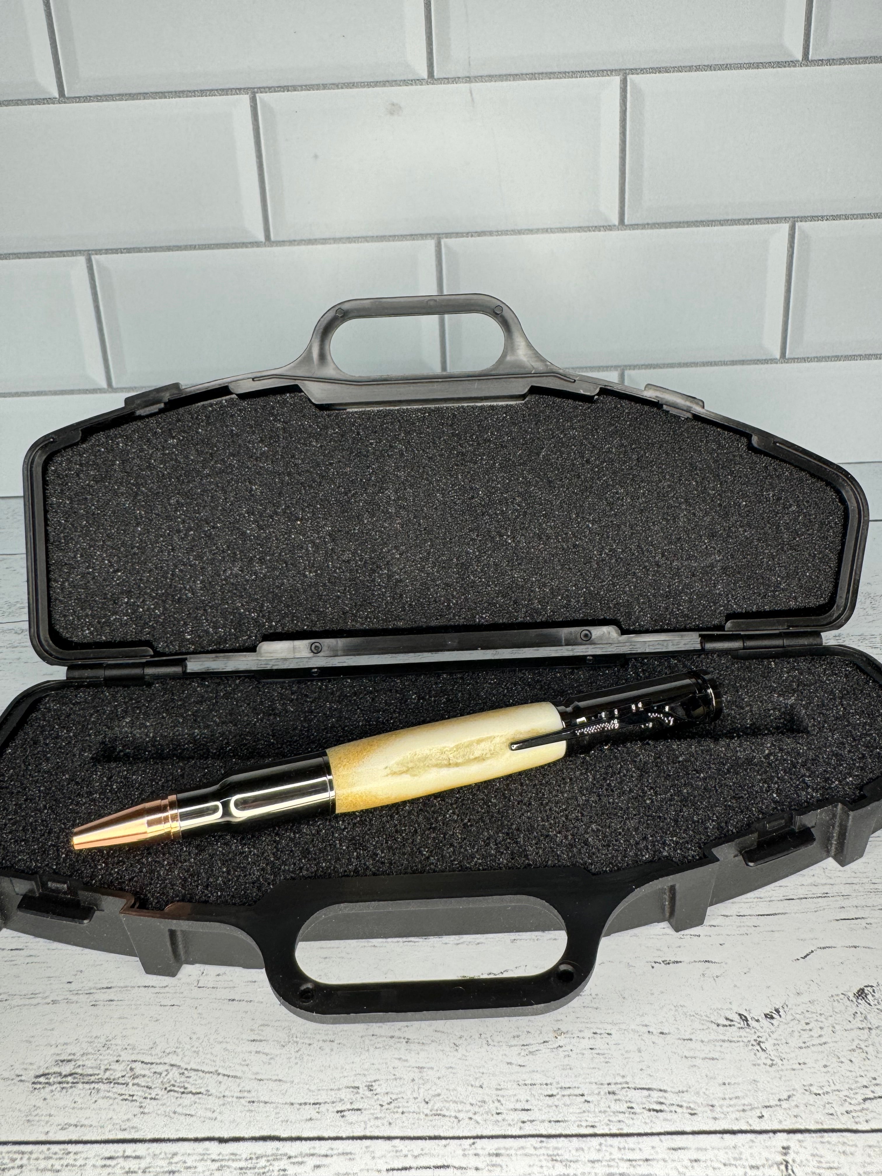 Moose Antler Bolt Action Pen & Case