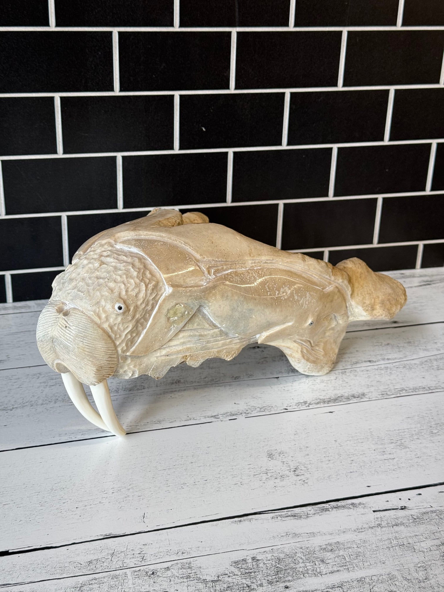 Walrus Jawbone & Ivory Carving