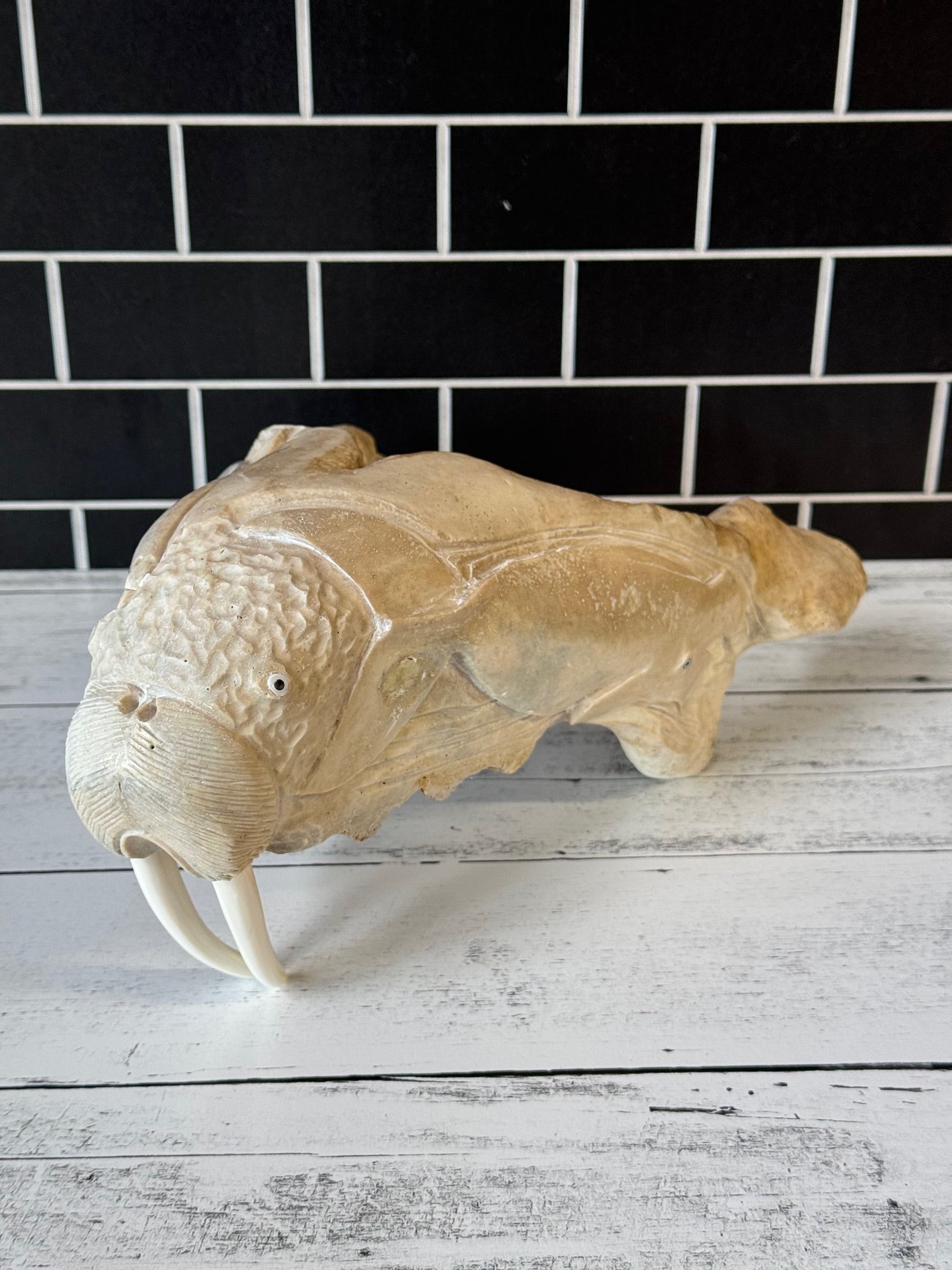 Walrus Jawbone & Ivory Carving
