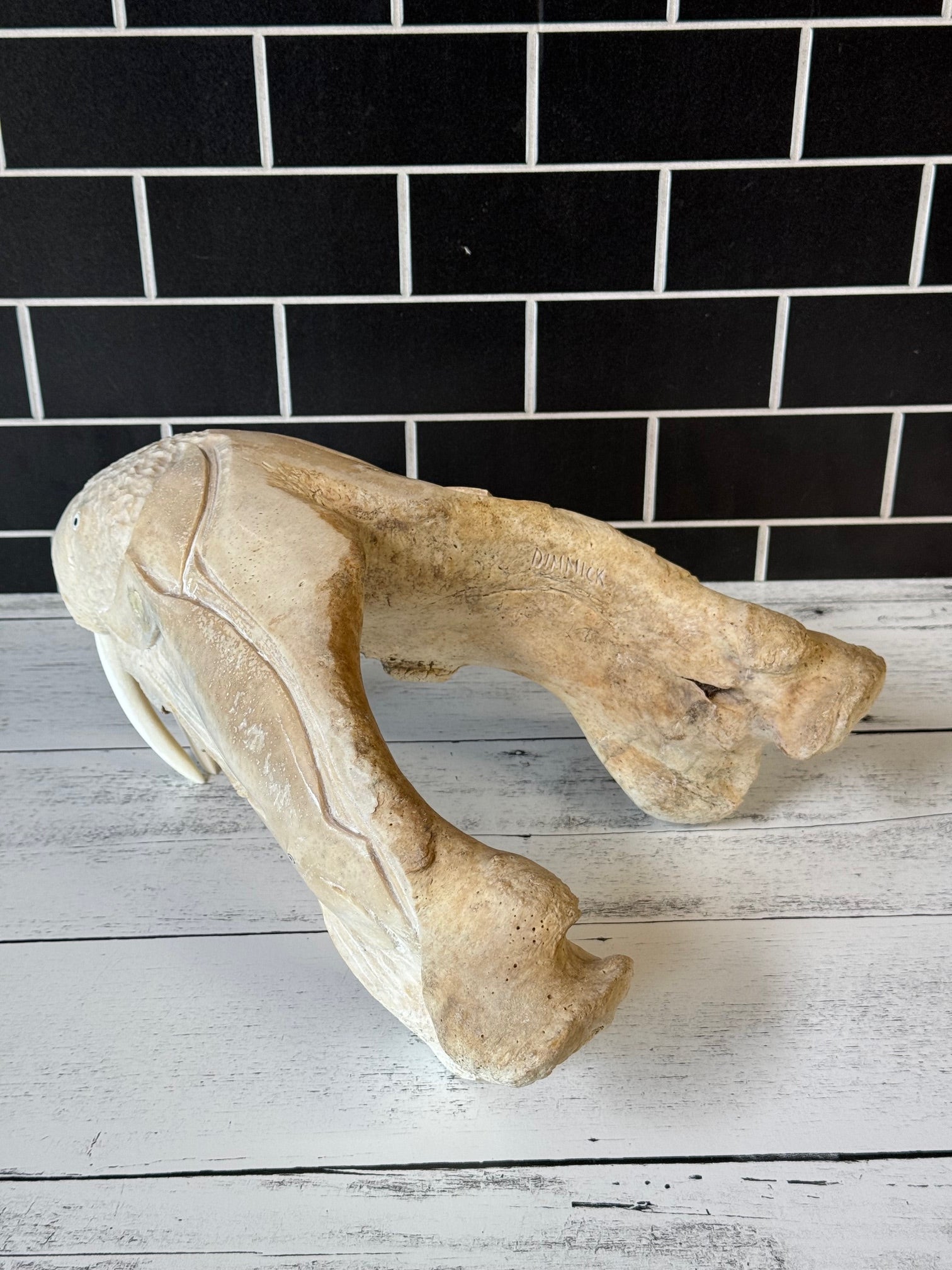 Walrus Jawbone & Ivory Carving
