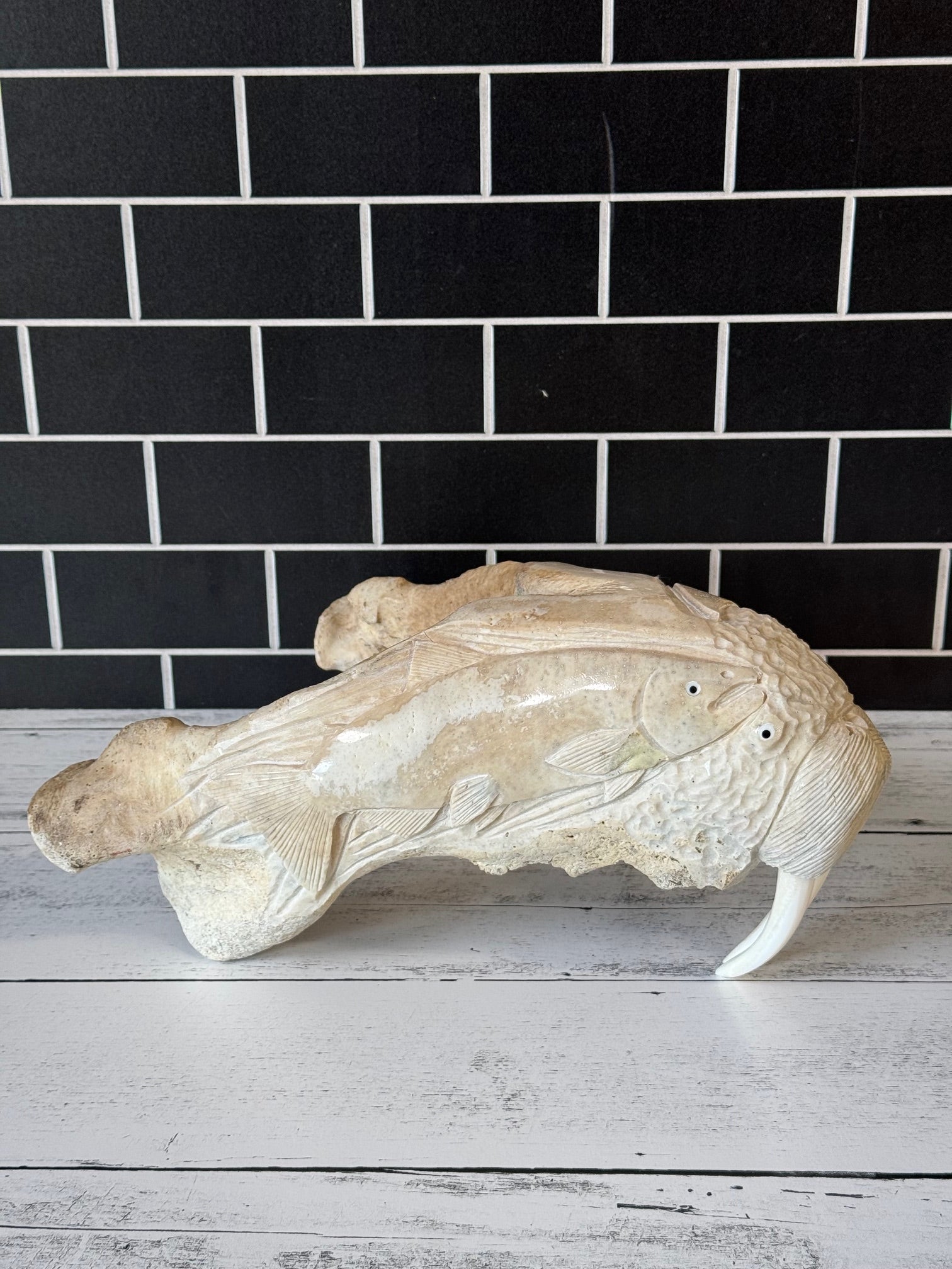 Walrus Jawbone & Ivory Carving