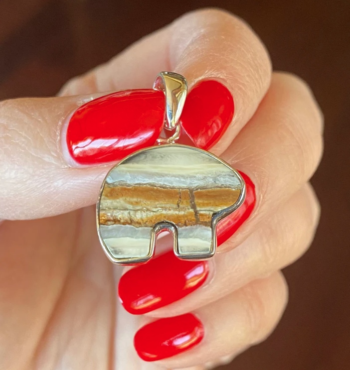 Mammoth Tooth Traditional Bear Pendant