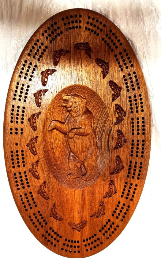 Carved 3D Cribbage Board