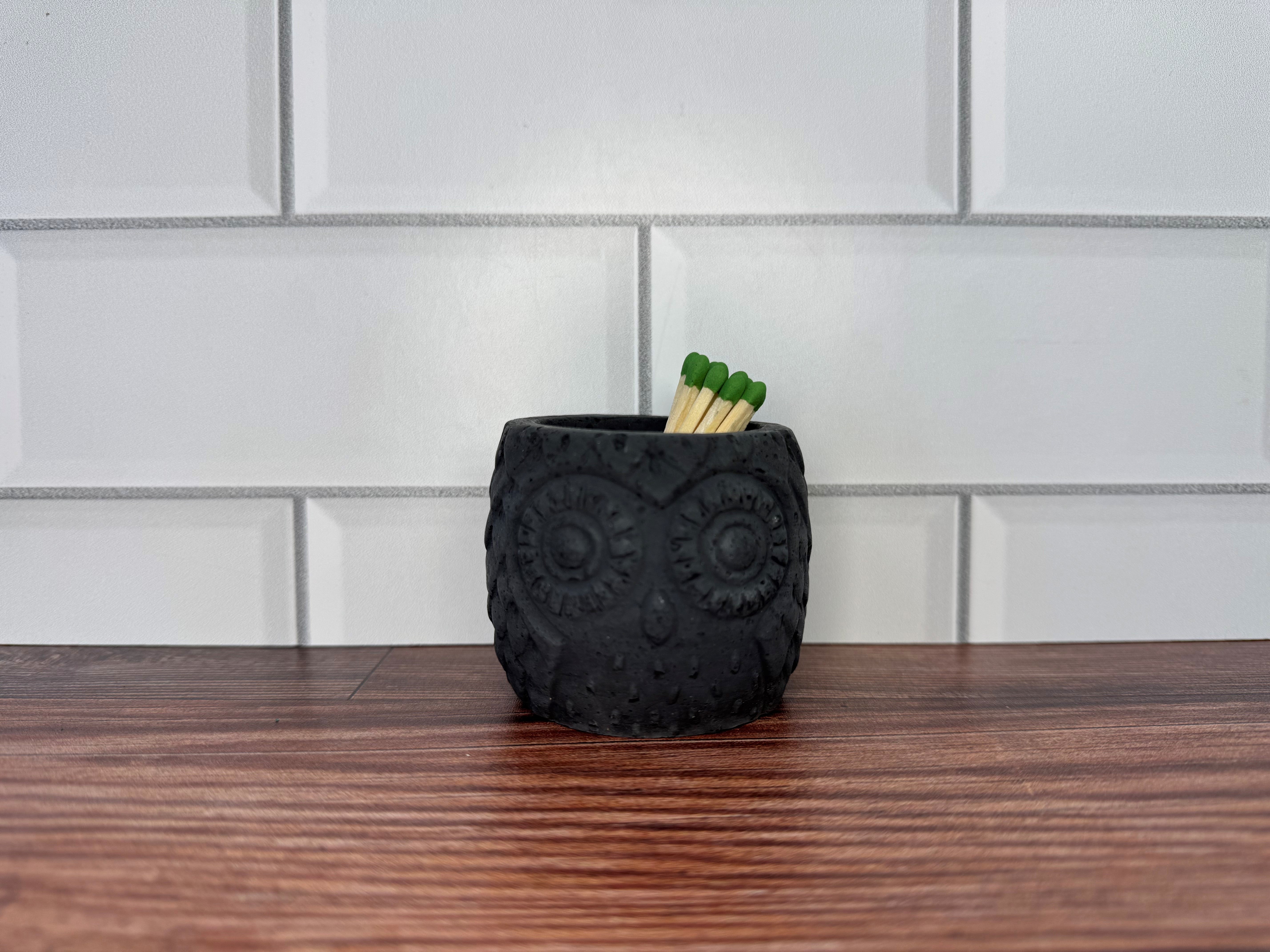 Concrete Owl Match Holder