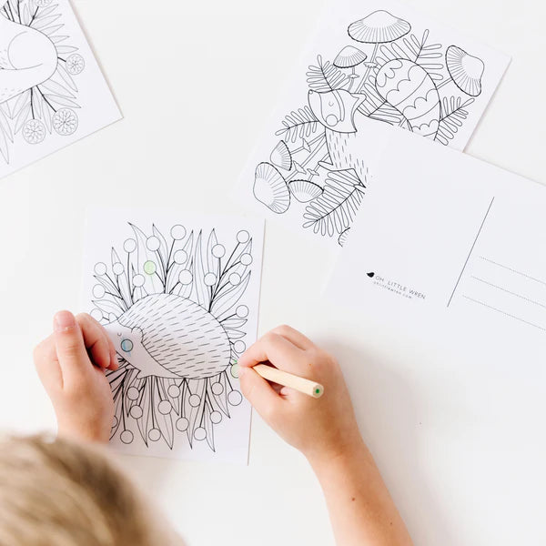 Woodland Friends Coloring Postcards