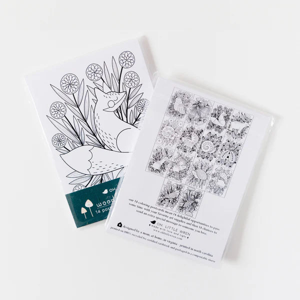 Woodland Friends Coloring Postcards