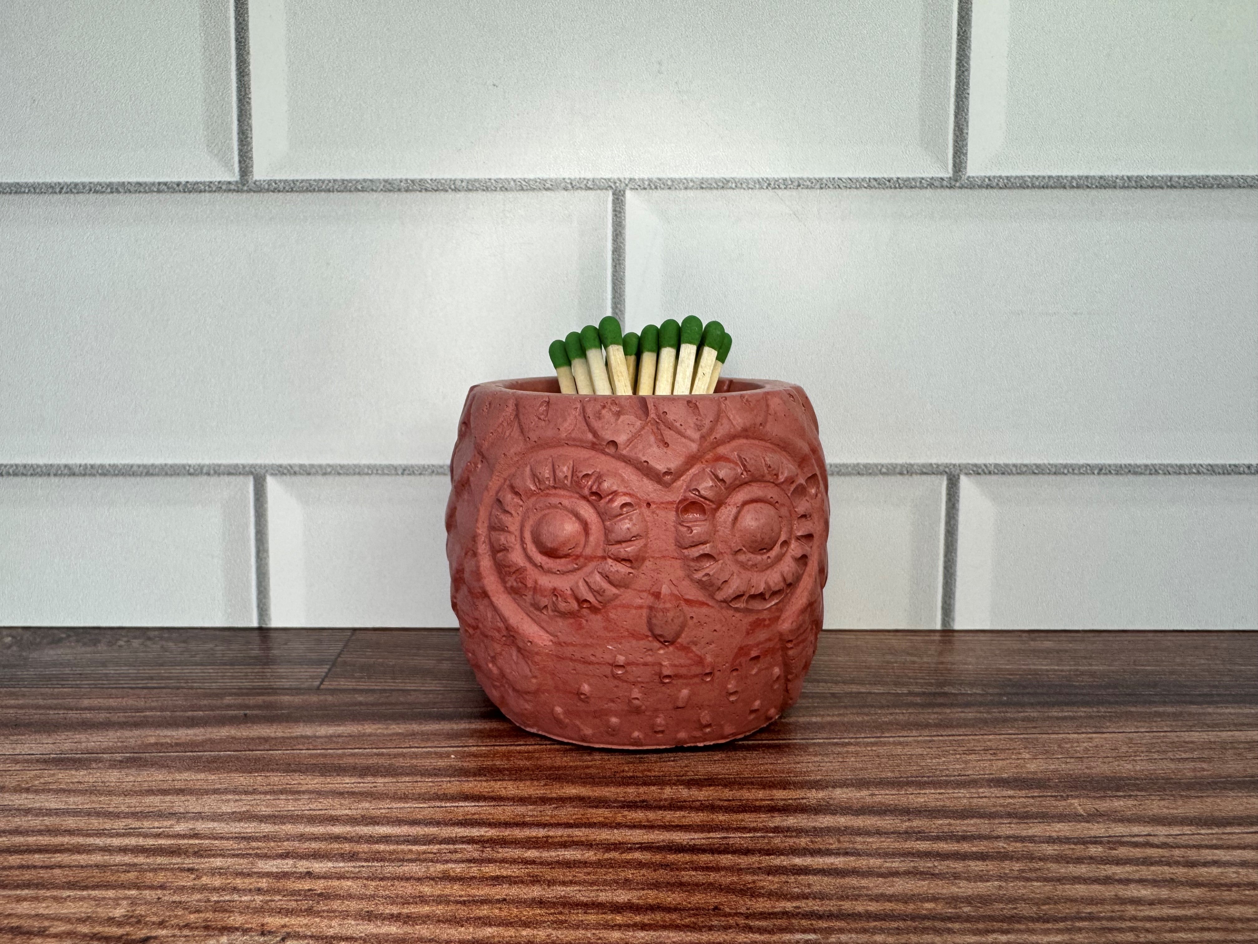 Concrete Owl Match Holder