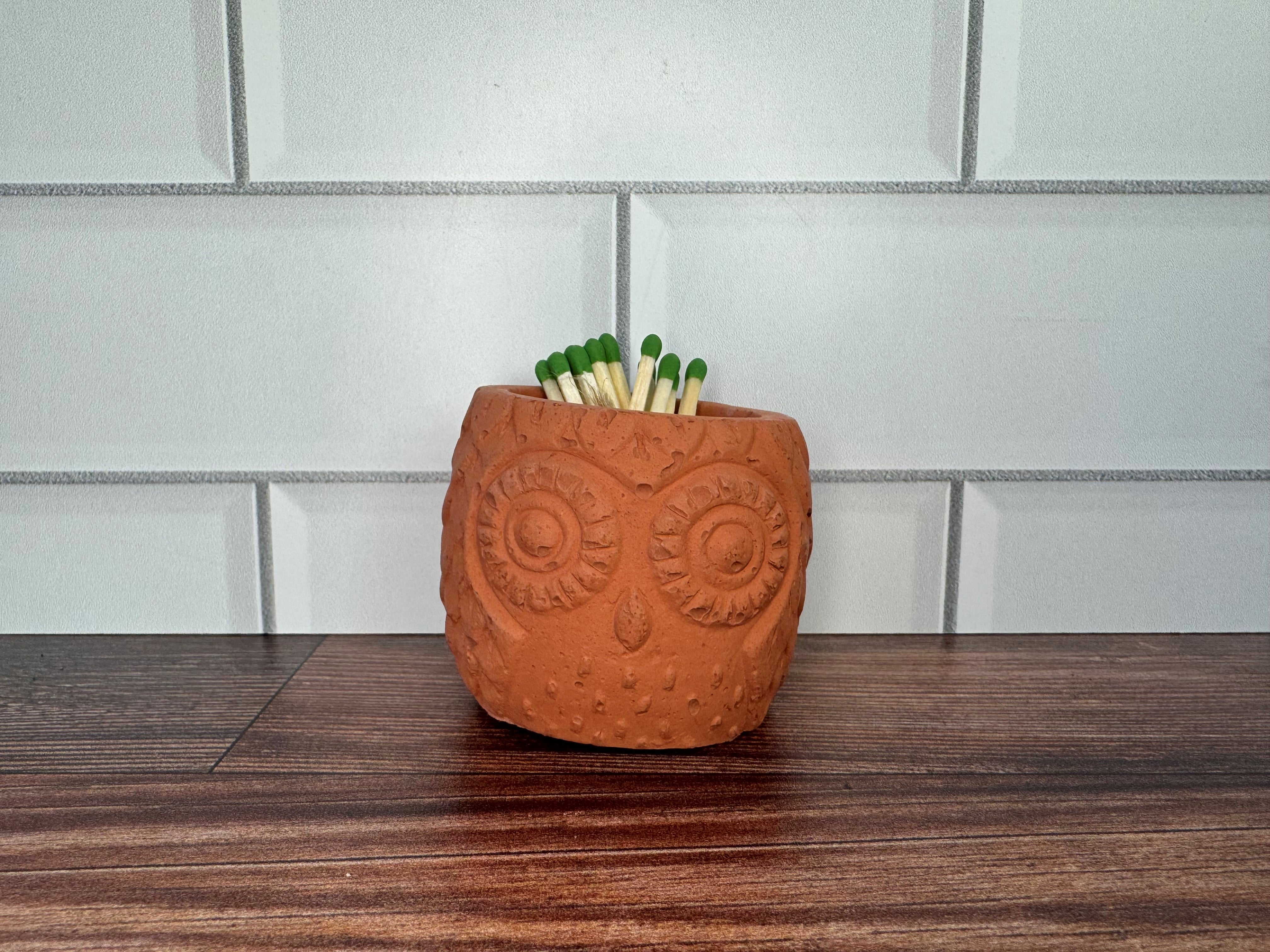 Concrete Owl Match Holder